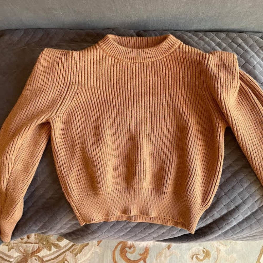 Steve Madden Brown Sweater, puff shoulders xs